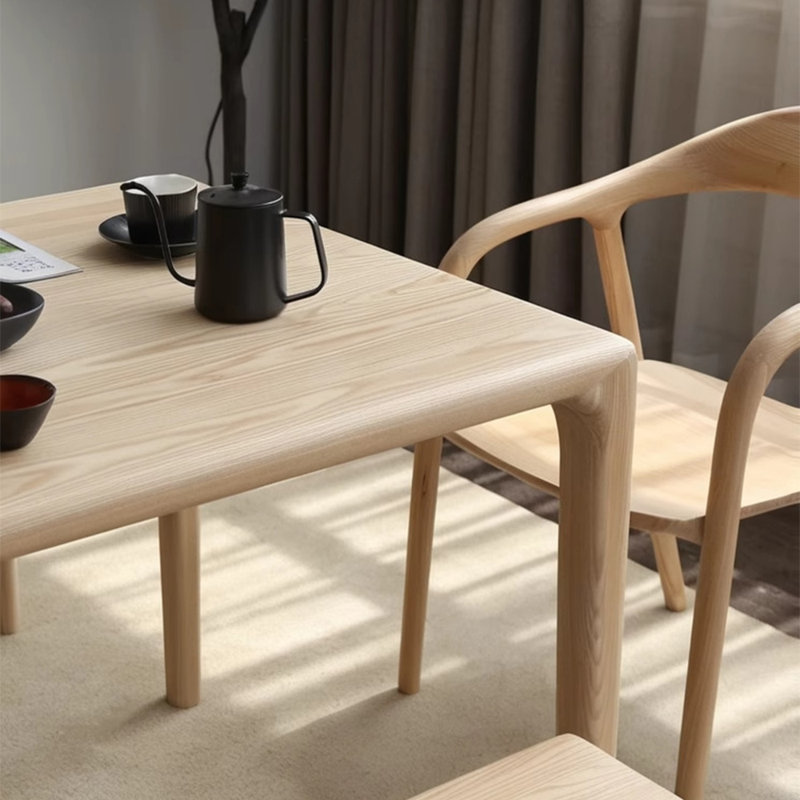 Japanese style solid wood rectangular dining table, 29.5"H x 62.9"L x 31.4"W