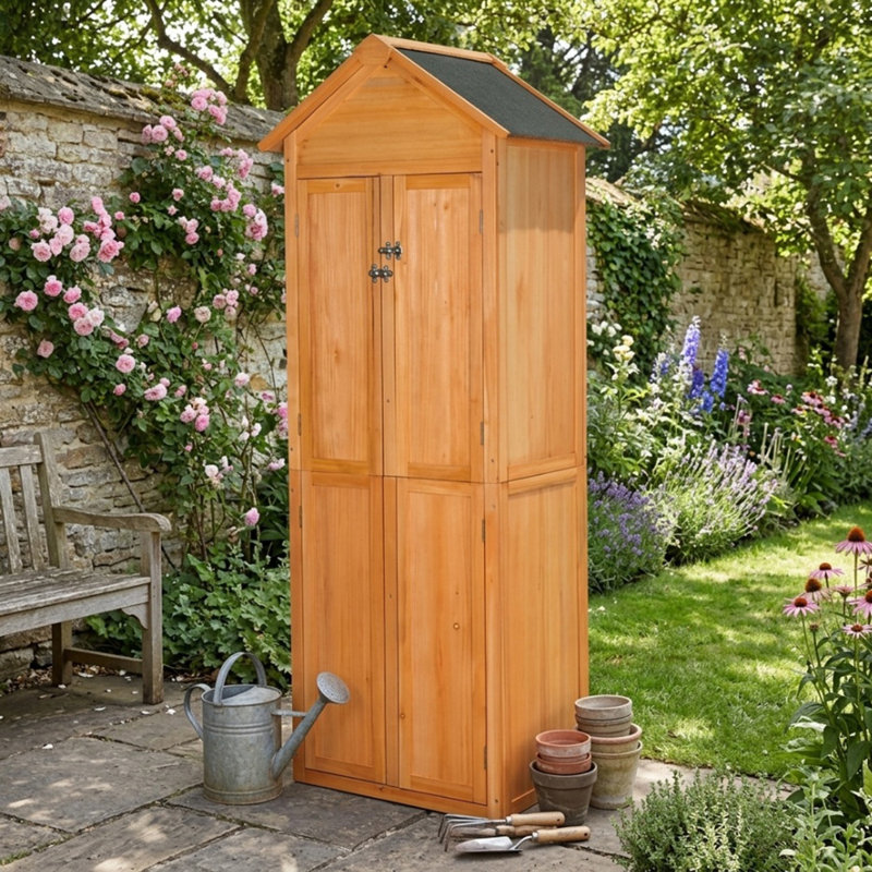 Armoire de rangement de jardin en bois résistante aux intempéries, abri à outils verrouillable pour cour arrière, pelouse et terres agricoles