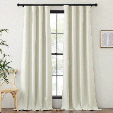 Faux Linen Curtains Modern Room Darkening Drapes for Bedroom & Living Room, 2 Panels