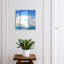 Decorative key box for wall, Opens to the right, 30x30x5, White, A sailboat against the blue sky and sea, 