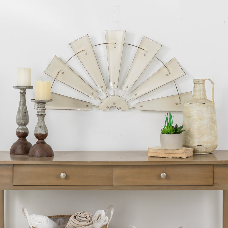 Farmhouse Abstract Wall Decor on Metal, White