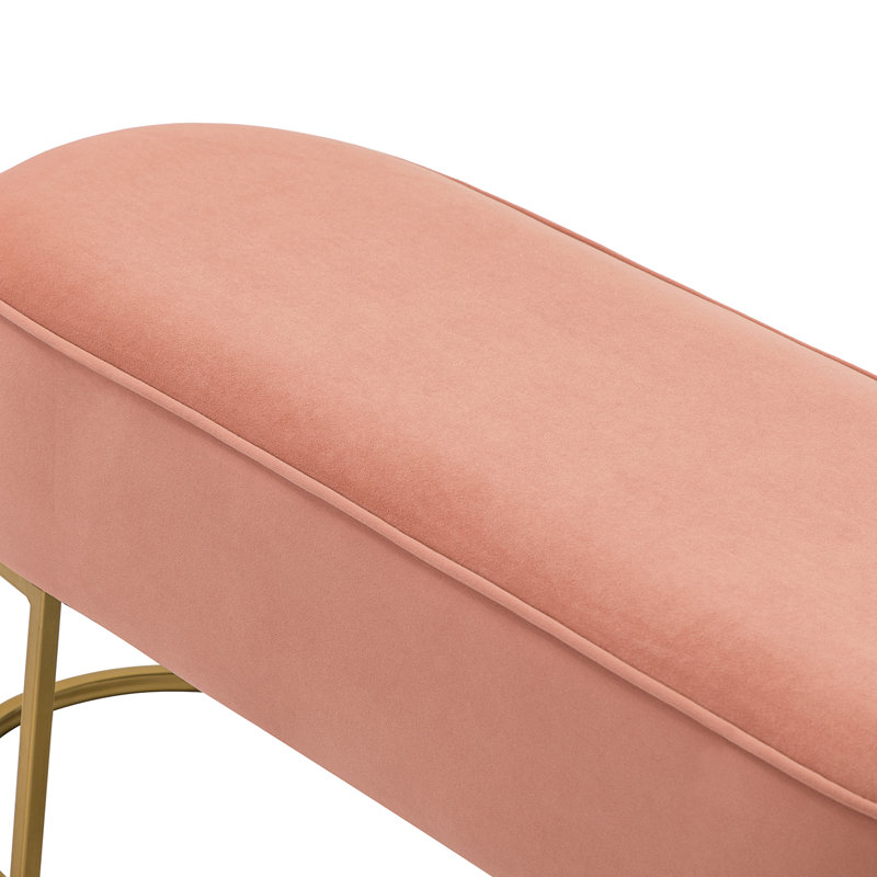  Banc rembourré en velours Annetta, Rose