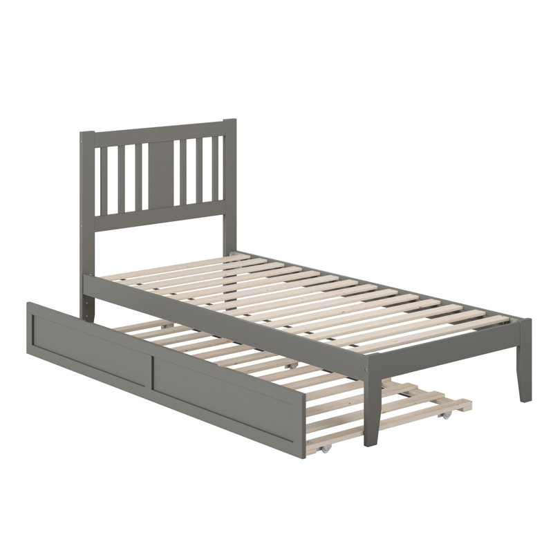 Zosia Solid Wood Slat Bed, Gray, Extra-Long Twin