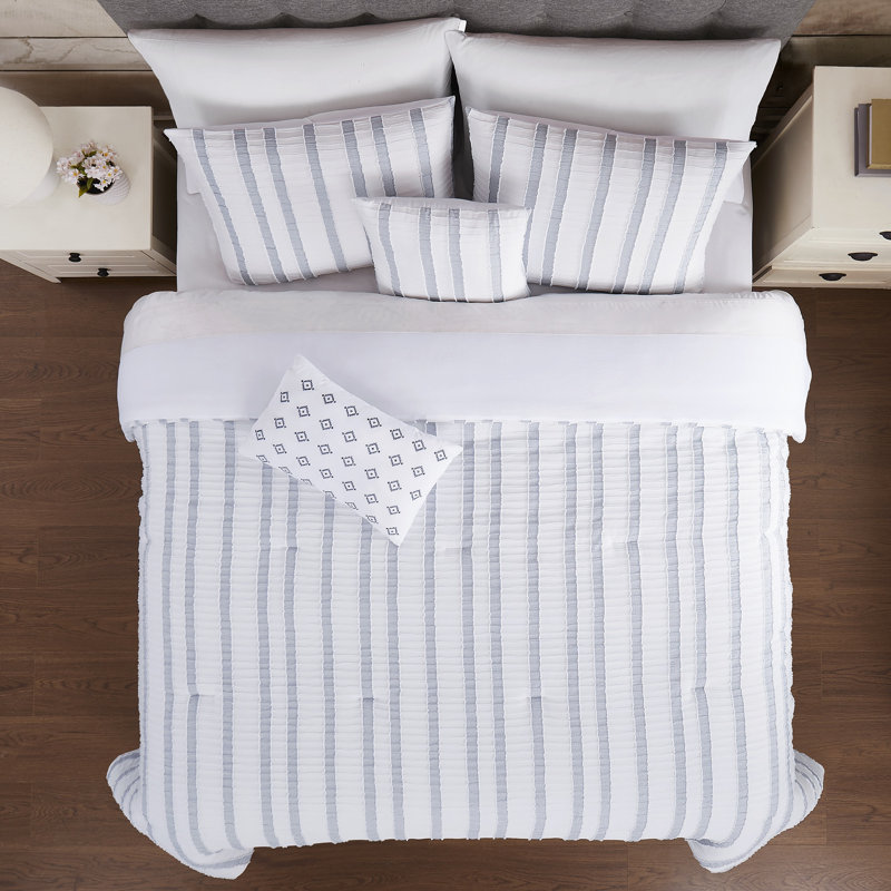 Modern Threads 5-Piece Jacquard Bianca Comforter Set, Queen Comforter + 4 Additional Pieces