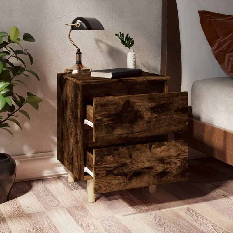 Phoenicia 2 Drawer Bedside Table, Smoked Oak