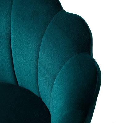 Donata  Modern Velvet Barrel Chair with Channel Tufted Back and Scalloped Seashell Edges
