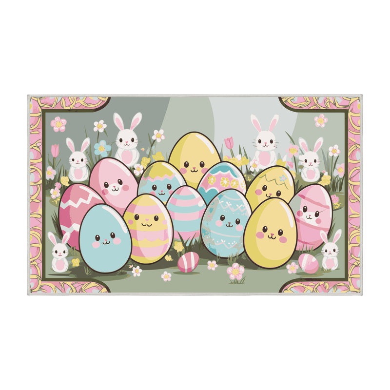 The Holiday Aisle® Easter Spring Holiday Rug, Rectangle 4' x 6'