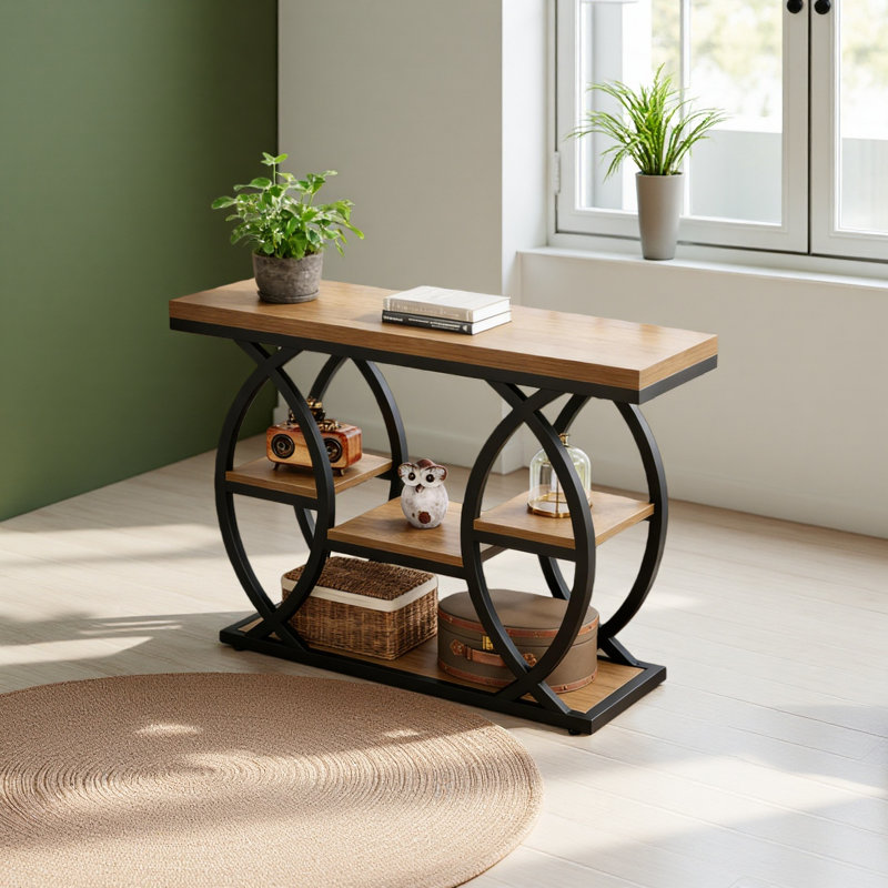 Table d'entrée stable, console, canapé, table d'appoint, Brun