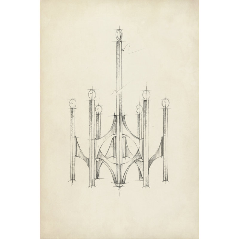 Mid Century Chandelier II - Wrapped Canvas Print, 46cm H x 30cm W x 3.8cm D
