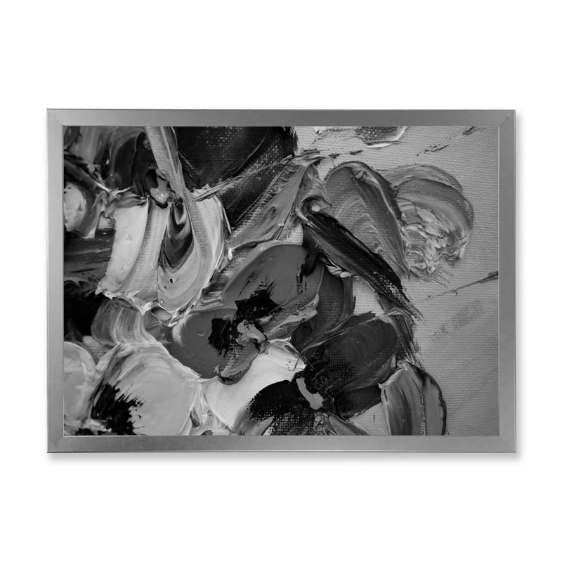 Coups de peinture gris foncé - reproduction sur toile, H 8 po x l 12 po x P 1 po, Cadre photo argenté