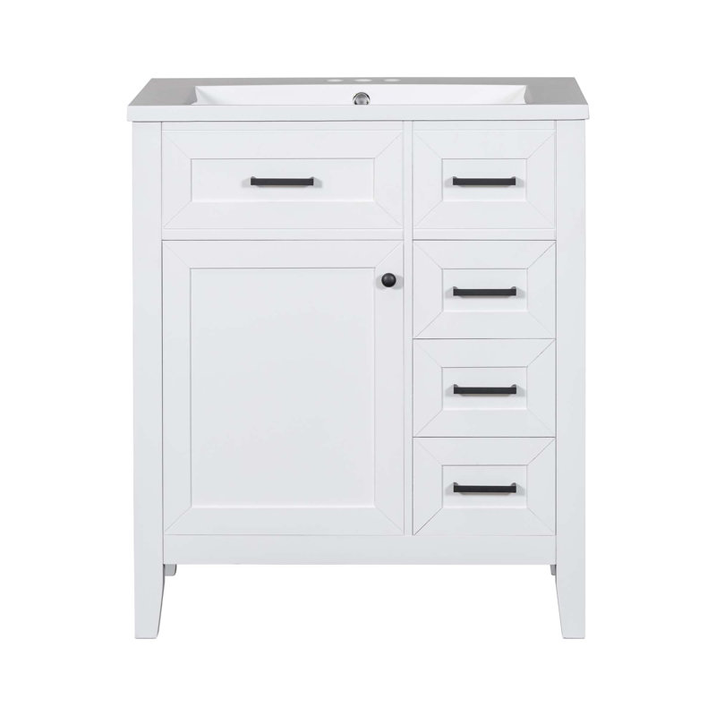 Armoire de salle de bain 30 po avec lavabo et tiroirs 30 po, Blanc