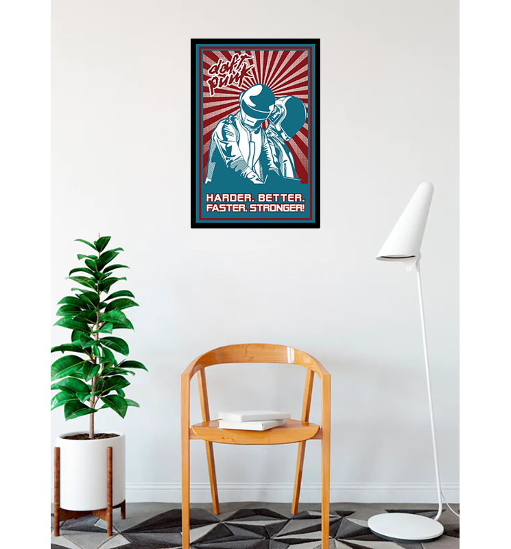 «Daft Punk Harder Better Faster Stronger», reproduction d'art sur affiche encadrée