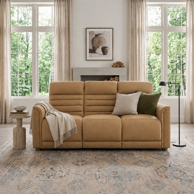 Norbert 78.5"W Genuine Nubuck Leather Down Filled Wall Hugger Power Reclining Sofa