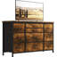 Commode pour chambre à coucher Meuble télé 55 po avec prise de courant et commode large à DEL avec 10 grands tiroirs-1850924960-1850924963