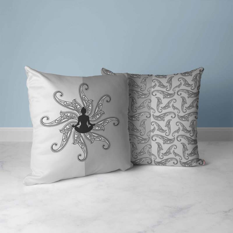 Indoor / Outdoor Square Cushion, 46cm H x 46cm W, Silver/Grey/Dark