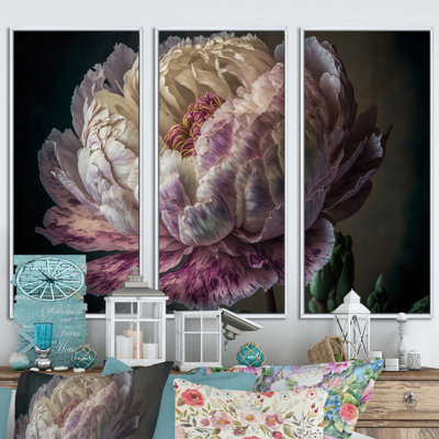 «Blossoming Pink and White Peony II», 3 impressions sur toile tendue