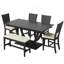 Ensemble de salle à manger 6 pièces en bois moderne avec banc long et 4 chaises rembourrées, parfait pour les repas de famille élégants et confortables-129386159-129386161-129386164