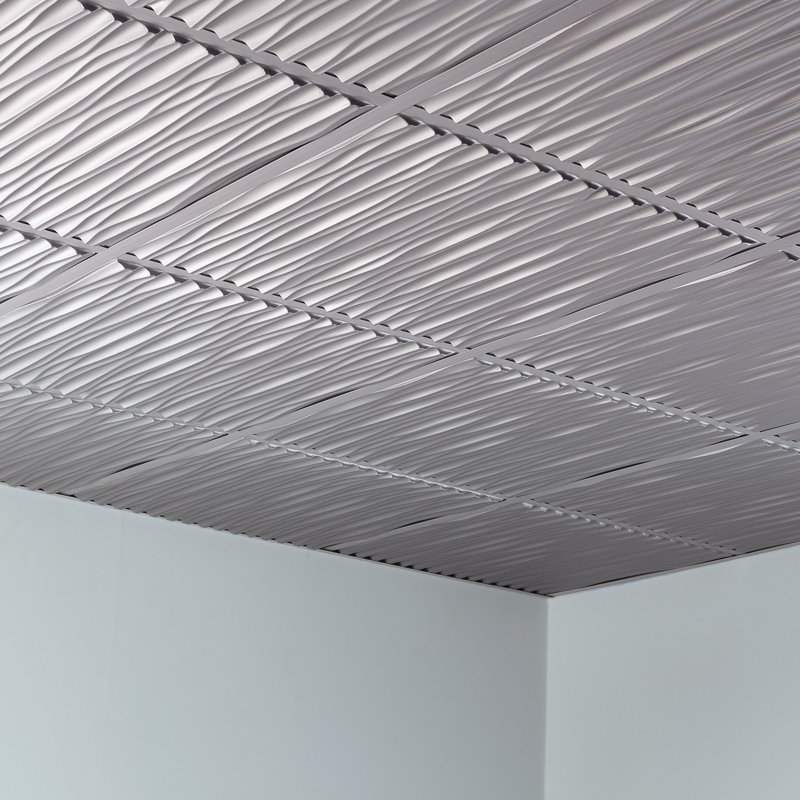 Panneau de plafond décoratif en vinyle FASÄDE Dunes 2 pi x 2 pi, Argenté