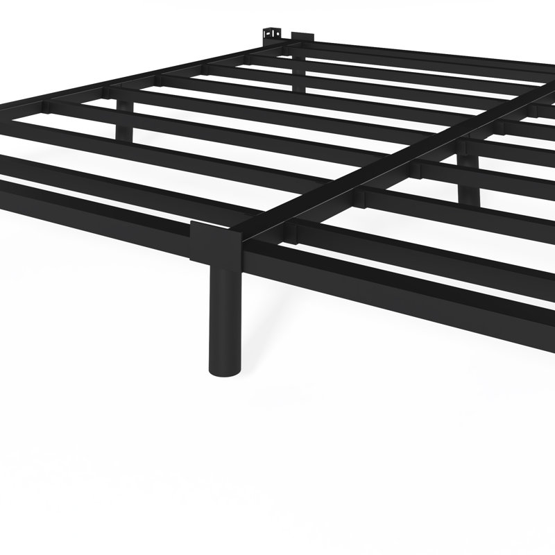  Structure de lit très grand de 7 pouces, plateforme basse en métal robuste, aucun matelas à ressorts requis, facile à assembler, silencieux, noir