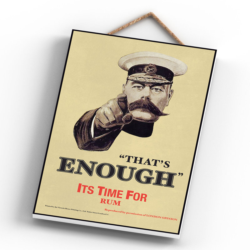 Lord Kitchener Rum Vintage Retro Poster Design On Wooden Plaque