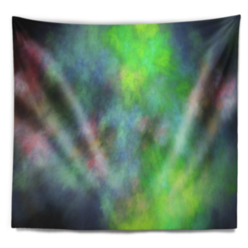 Bleu ciel abstrait vert avec étoiles tapisserie, H 50 po x l 60 po