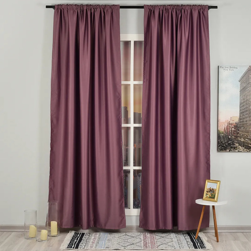 Panneau de rideau simple obscurcissant extra large et très long fait sur mesure, L 52 po x L 228 po, Rose foncé