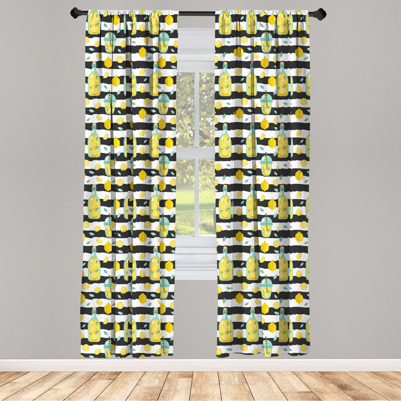 Lemonade Striped Semi-Sheer Rod Pocket Curtain Panels, 28" x 95"