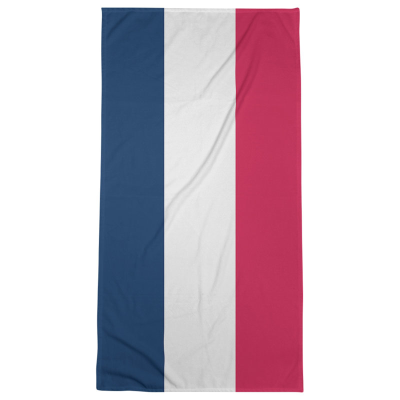 Bath Towel, Microfiber, Navy Blue/White/Scarlet Red