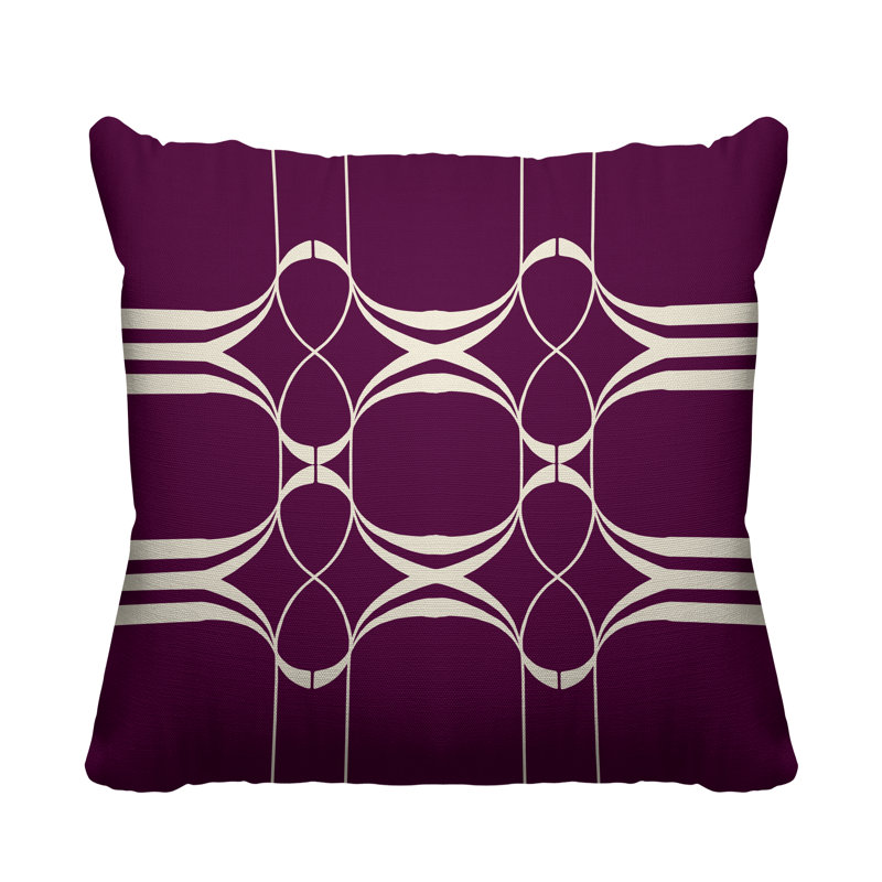 Coussin Tribal Abstract, L 17 po x H 17 po, Mauve