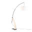 Lampe sur pied en bois naturel avec abat-jour en lin blanc et table d'appoint intégrée