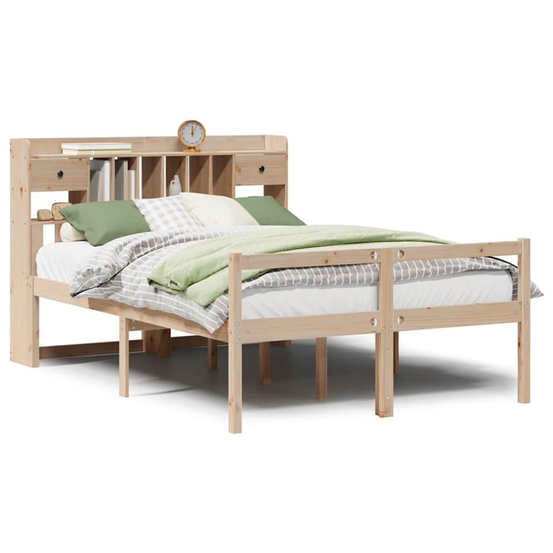Bookcase Bed Without Mattress Solid Wood Pine, European Kingsize (160 x 200 cm)