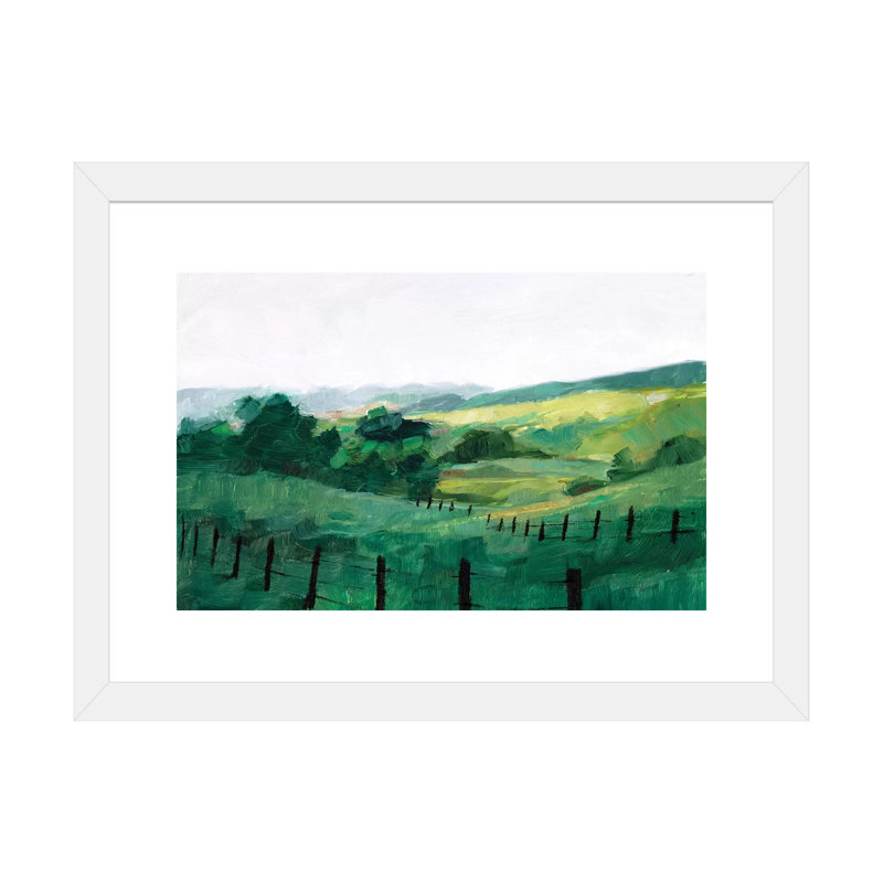 «Fence Line II» par Ethan Harper - reproduction d'art, H 16 po x l 24 po x P 1 po, Papier encadré blanc, Blanc