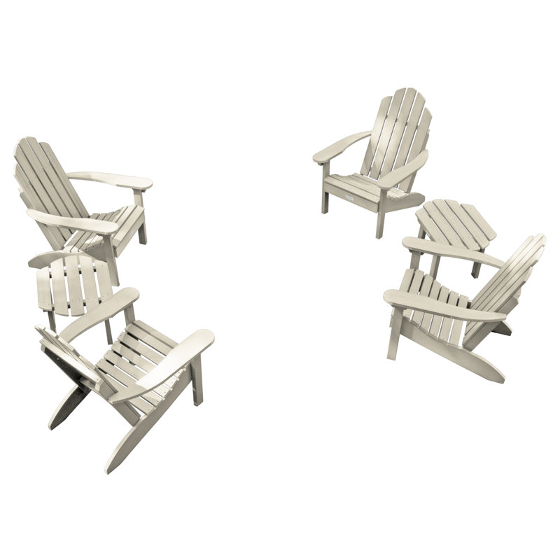 Anette Plastic Adirondack Chair with Table, Whitewash