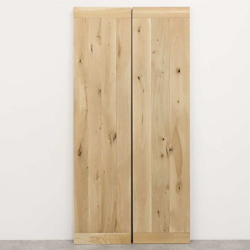 Favian Double Bi-Folding System Solid Oak Barn Door, Unfinished