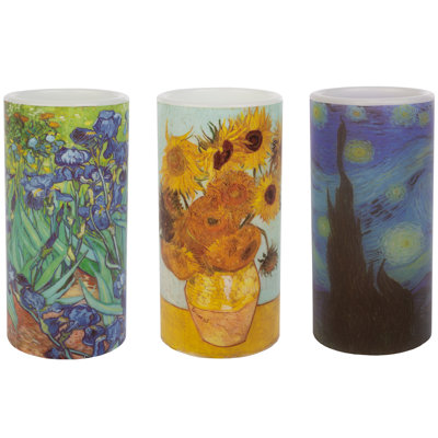 3 Set of Van Gogh Scented Flameless LED Candles with Remote