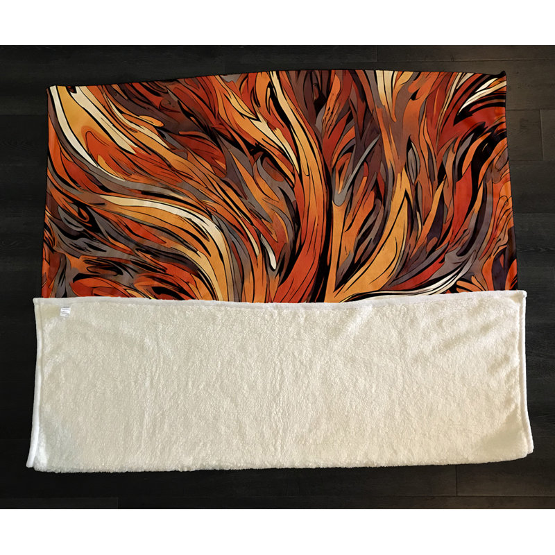 Jeté Richart, L 51 po x L 60 po, Marbre / abstrait, Rouge/Orange/Gris