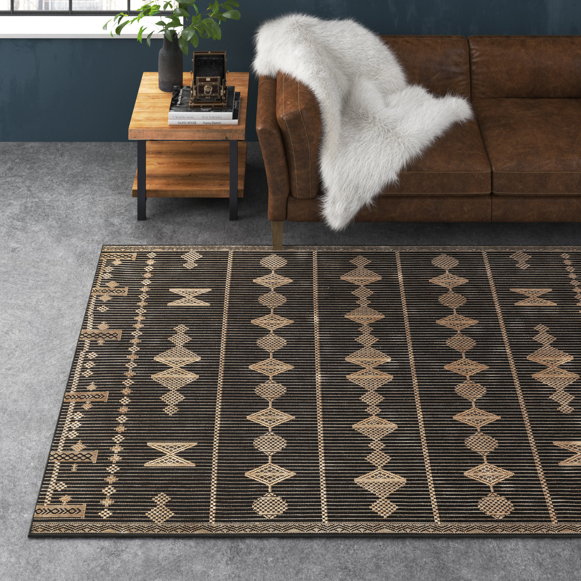 Steelside™ Batista Geometric Indoor/Outdoor Area Rug for Living Room ...