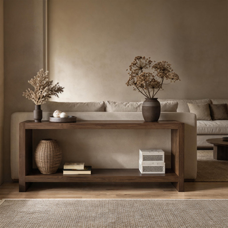 Console 63 pouces, Brun rustique, Brun rustique, Brun rustique
