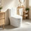 Yingze Small Compact Round One Piece Toilet, 23" Depth Space Saving Dual Flush Toilet, 12 Inch Rough
