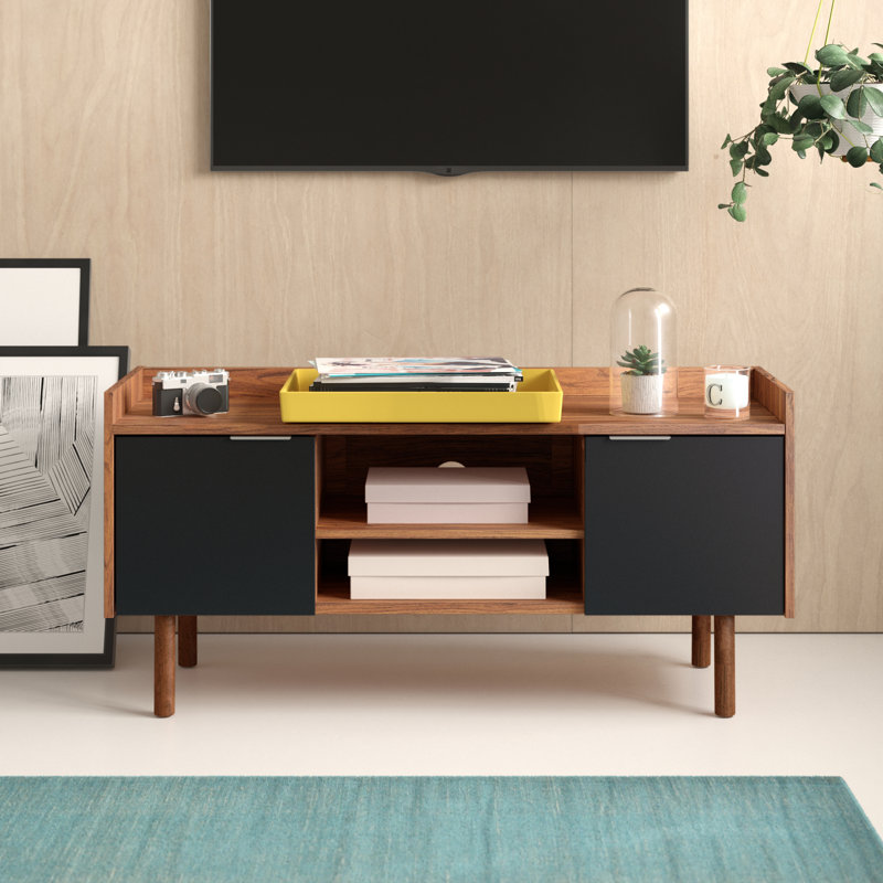 Jazmyn TV Stand for TVs up to 55", Walnut/Black