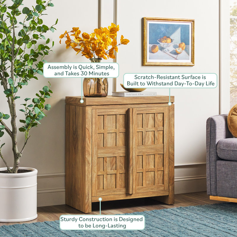Bateson Modern Storage Accent Cabinet, Heritage Oak