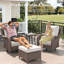  10 Piece Wicker Outdoor Furniture Set with 6-inch Comfy Cushions, High Back Patio Furniture Set with Swivel Rocking Chairs and Fire Pit Table-417448665-417448664