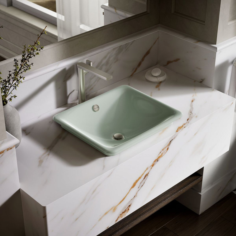 Iron Plains 18-1/2 In. Rectangular Vessel Bathroom Sink, Aspen Green