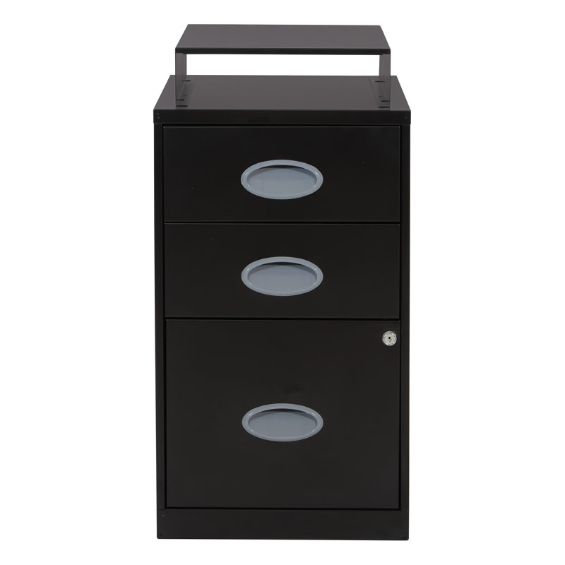 14.25'' Wide 3 -Drawer Steel File Cabinet, Black
