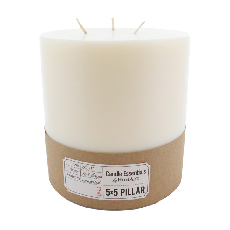 Unscented Pillar Candle, 5" H x 5" W x 5" D