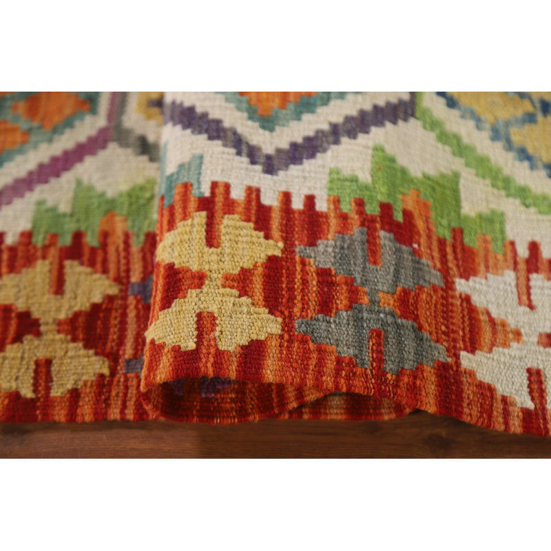 Tapis géométrique en laine Kilim