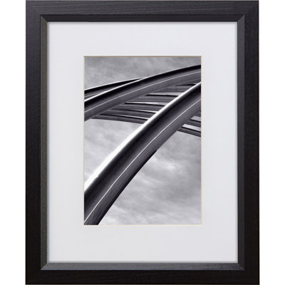 Fanchone Black Solid Wood Matte Picture Frame with Mat