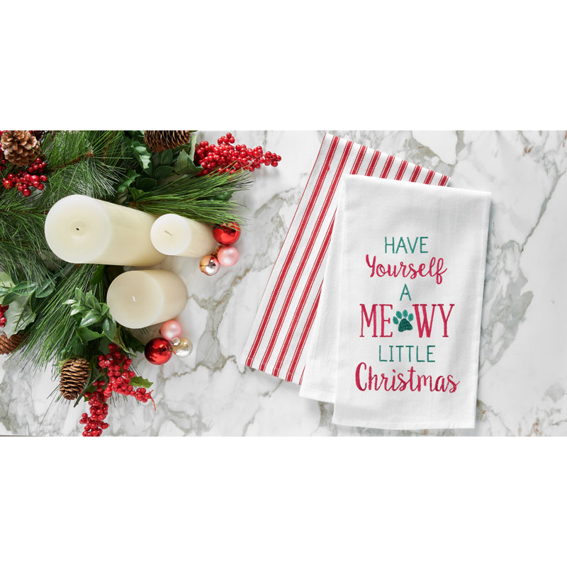 Torchon 100% coton «Have Yourself a Meowy Little Christmas»