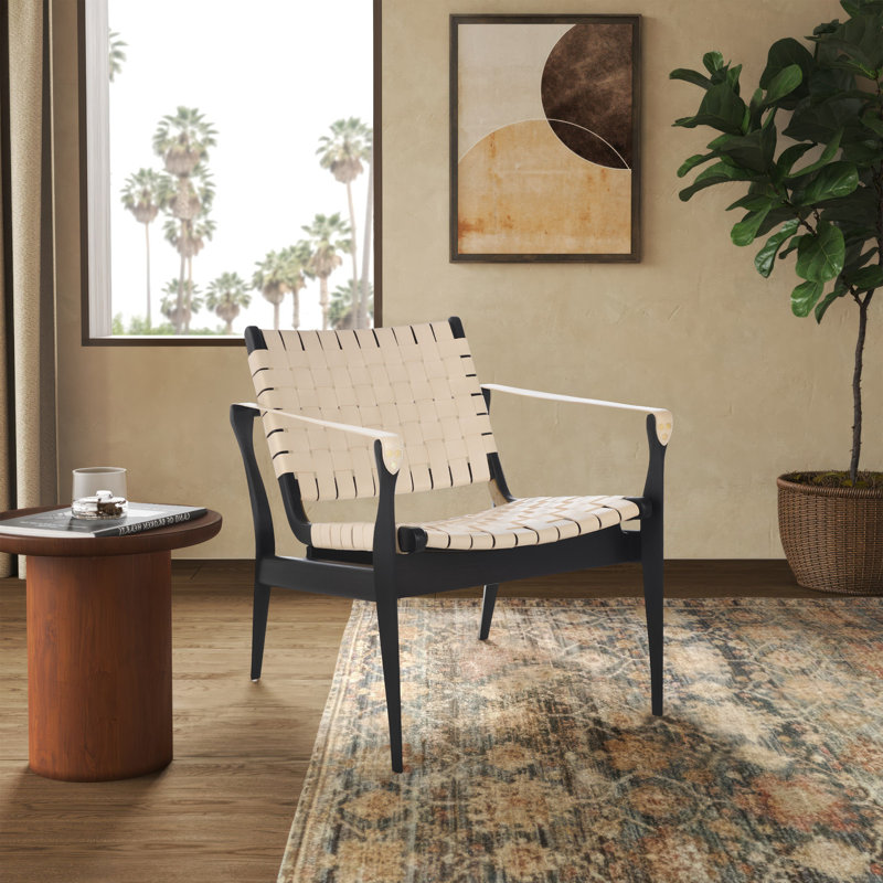 Fauteuil Kenan, Cuir véritable blanc, Noir, noir, noir, noir