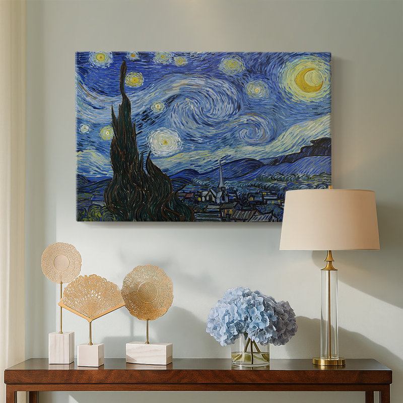 La nuit étoilée-Vincent van Gogh-Toile tendue avec châssis-1889, 24 x 36